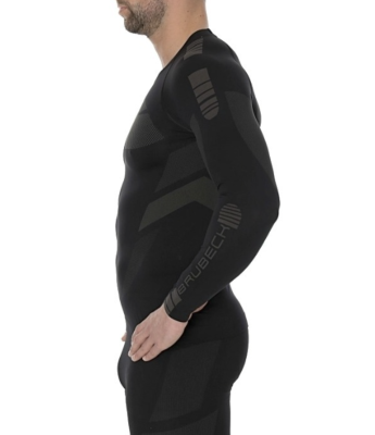 BRUBECK Футболка муж. зональная DRY дл. рукав черно-графитовый фото в интернет-магазине FrontFlip.Ru