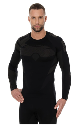 BRUBECK Футболка муж. зональная DRY дл. рукав черно-графитовый фото в интернет-магазине FrontFlip.Ru