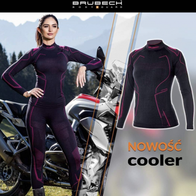 BRUBECK Охлаждающая мотофутболка женская Cooler Bikers черный-амарант фото в интернет-магазине FrontFlip.Ru