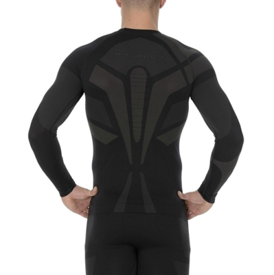 BRUBECK Футболка муж. зональная DRY дл. рукав черно-графитовый фото в интернет-магазине FrontFlip.Ru