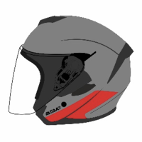 Шлем открытый со стеклом ATAKI JK526 Fusion , Серый/красный/черный матовый
