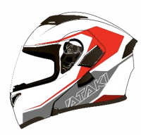 Шлем модуляр ATAKI JK902 Spot, красный/серый/белый матовый
