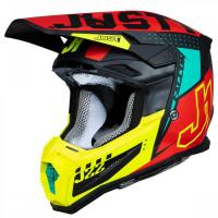 Шлем кроссовый JUST1 J22 F FALCON, Hi-Vis красный/Hi-Vis желтый/черный матовый