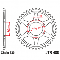 Звезда задняя (ведомая), (сталь) для 530 цепи, 38 зубьев (JT 488.38)