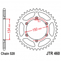 Звезда задняя (ведомая), (сталь) для 520 цепи, 49 зубьев (JT 460.49)