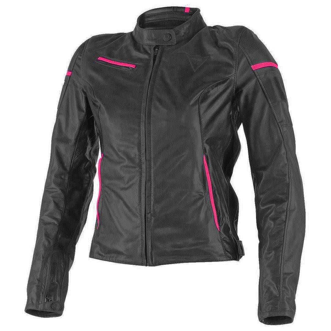 DAINESE MICHELLE LADY LEATHER JACKET SMOKE BLACK FUCHSIA