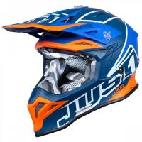 Шлем кроссовый JUST1 J39 THRUSTER, синий/оранжевый/белый матовый
