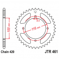 Звезда задняя (ведомая), (сталь) для 420 цепи, 49 зубьев (JT 461.49)