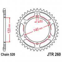 Звезда задняя (ведомая), (сталь) для 520 цепи, 40 зубьев (JT 260.40)