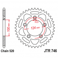 Звезда задняя (ведомая), (сталь) для 520 цепи, 39 зубьев (JT 746.39)