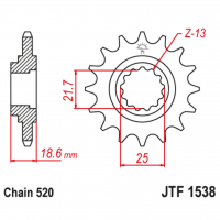 Звезда передняя (ведущая), для 520 цепи, 14 зубьев (JT 1538.14)