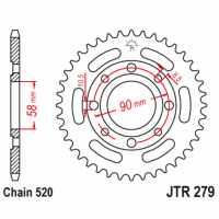 Звезда задняя (ведомая), (сталь) для 520 цепи, 32 зубьев (JT 279.32)