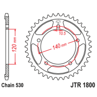 Звезда задняя (ведомая),(сталь) JT 1800.43