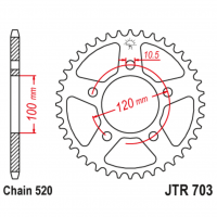 Звезда задняя (ведомая), (сталь) для 520 цепи, 40 зубьев (JT 703.40)