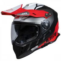 Шлем мотард JUST1 J34 PRO OuterSpace, черный/красный/белый матовый