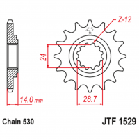 Звезда передняя (ведущая), с демпфером для 530 цепи, 17 зубьев (JT 1529.17RB)