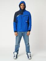 Куртка спортивная мужская с капюшоном синего цвета 3590S