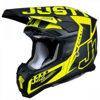Шлем кроссовый JUST1 J22 F FALCON, черный/титановый/Hi-Vis желтый глянцевый