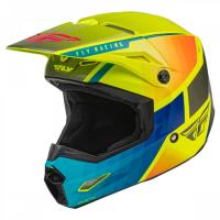 Шлем кроссовый FLY RACING KINETIC Drift, синий/Hi-Vis желтый/серый