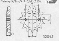 ESJOT Звезда ведущая 50-32043 13 (moto parts)