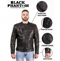 HAWK MOTO Куртка мужская кожаная BLACK PHANTOM