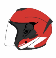 Шлем открытый со стеклом ATAKI JK526 Fusion , красный/белый глянцевый