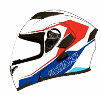 Шлем модуляр ATAKI JK902 Spot, красный/синий/белый глянцевый