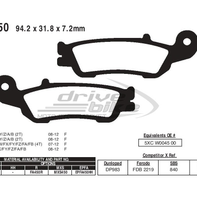 [EBC] Тормозные колодки FA450R фото в интернет-магазине FrontFlip.Ru