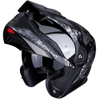 [SCORPION EXO] Мотошлем ADX-1 BATTLEFLAGE, цвет Черный Матовый/Серый Матовый фото в интернет-магазине FrontFlip.Ru