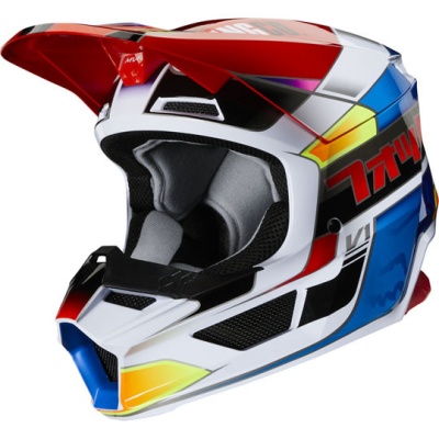 Мотошлем подростковый Fox V1 Yorr Youth Helmet Blue/Red фото в интернет-магазине FrontFlip.Ru
