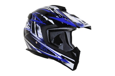 Шлем детский (кроссовый) VEGA HD210 JR. Blitz синий/черный/белый глянцевый фото в интернет-магазине FrontFlip.Ru