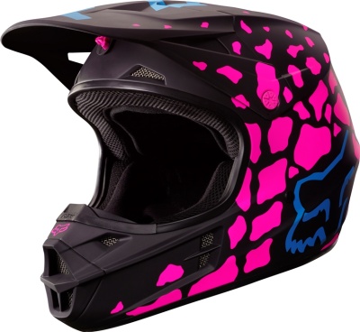 Мотошлем Fox V1 Grav Helmet Black/Pink фото в интернет-магазине FrontFlip.Ru