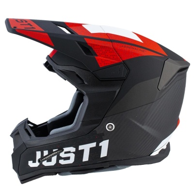 Шлем кроссовый JUST1 J22 Carbon Adrenaline , красный/белый матовый фото в интернет-магазине FrontFlip.Ru