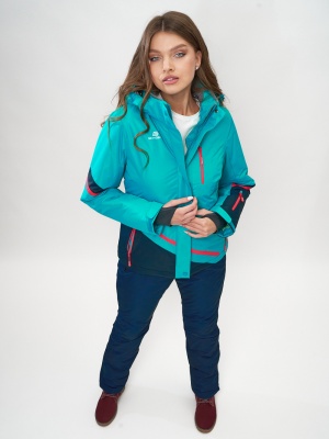 Горнолыжный костюм женский зеленого цвета 051911Z фото в интернет-магазине FrontFlip.Ru