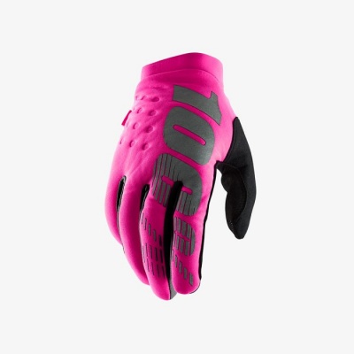 Мотоперчатки женские 100% Brisker Womens Glove Neon Pink/Black фото в интернет-магазине FrontFlip.Ru
