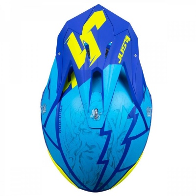 Шлем кроссовый JUST1 J39 POSEIDON, синий/Hi-Vis желтый глянцевый фото в интернет-магазине FrontFlip.Ru