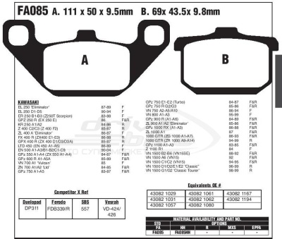 [EBC] Тормозные колодки FA085HH DOUBLE H Sintered фото в интернет-магазине FrontFlip.Ru
