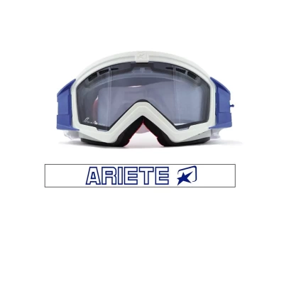 ARIETE Кроссовые очки (маска) MUDMAX - WHITE / DOUBLE BLUE VENTILATED LENS NO PINS (moto parts) фото в интернет-магазине FrontFlip.Ru