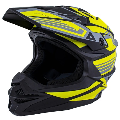 Шлем кроссовый ATAKI JK801A Legacy, Hi-Viz зеленый/серый матовый фото в интернет-магазине FrontFlip.Ru