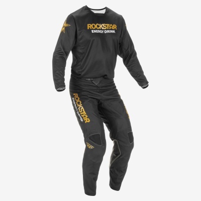 Брюки для мотокросса FLY RACING KINETIC ROCKSTAR , черный/золотой фото в интернет-магазине FrontFlip.Ru