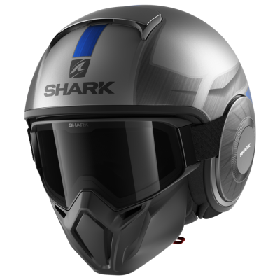 Шлем SHARK STREET DRAK TRIBUTE RM MAT Grey/Blue фото в интернет-магазине FrontFlip.Ru