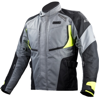 LS2 Мотокуртка PHASE MAN JACKET серо-черно-желтый фото в интернет-магазине FrontFlip.Ru