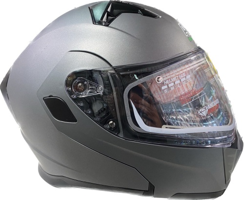 Снегоходный шлем с электроподогревом визора AiM JK906 Grey Metal фото в интернет-магазине FrontFlip.Ru