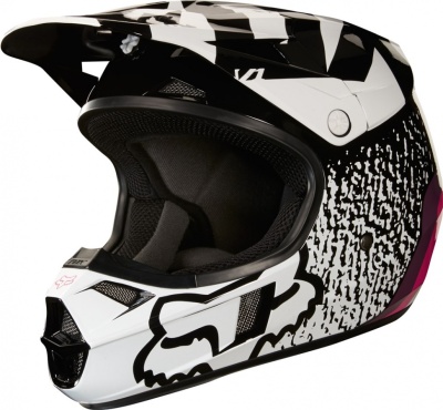 Мотошлем подростковый Fox V1 Halyn Youth Helmet Black/Pink фото в интернет-магазине FrontFlip.Ru