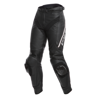 DAINESE DELTA 3 LADY LEATHER PANTS - BLACK/BLACK/WHITE брюки кож фото в интернет-магазине FrontFlip.Ru