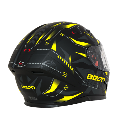 Шлем Beon B-503 matt black/yellow фото в интернет-магазине FrontFlip.Ru