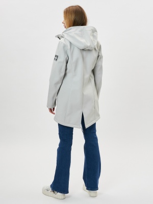 Парка женская осенняя весенняя softshell светло-серого цвета 2028SS фото в интернет-магазине FrontFlip.Ru