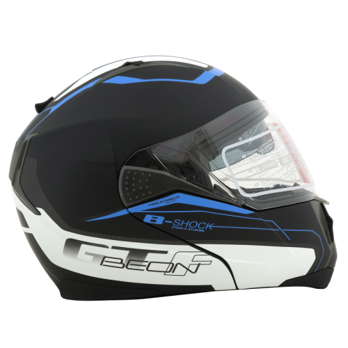 Шлем Beon B-700 matt black/white/blue фото в интернет-магазине FrontFlip.Ru