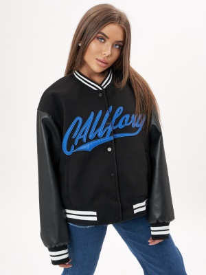 Кожаный бомбер оверсайз женский черного цвета 3613Ch фото в интернет-магазине FrontFlip.Ru