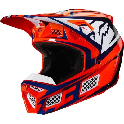 Мотошлем Fox V3 Idol Helmet Orange/Blue фото в интернет-магазине FrontFlip.Ru